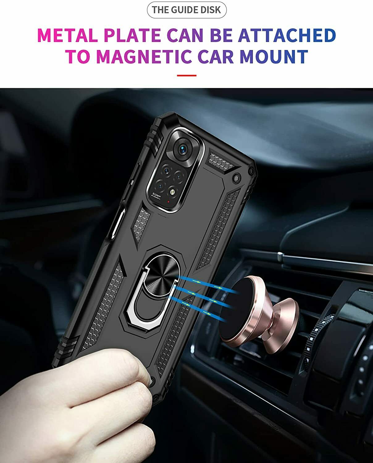 Protectores para celular  para Xiaomi  Redmi Note 11 / 11s Funda reforzada con anillo v2 Negro